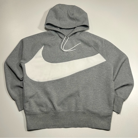 Nike Grey Big Swoosh Tech Fleece Pullover Hoodie Men's Size Medium - Picture 2 of 7